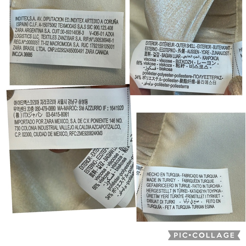 Zara ivory pearlescent ombre satin open back draped Cowl neck halter top Sz XL - Picture 9 of 11
